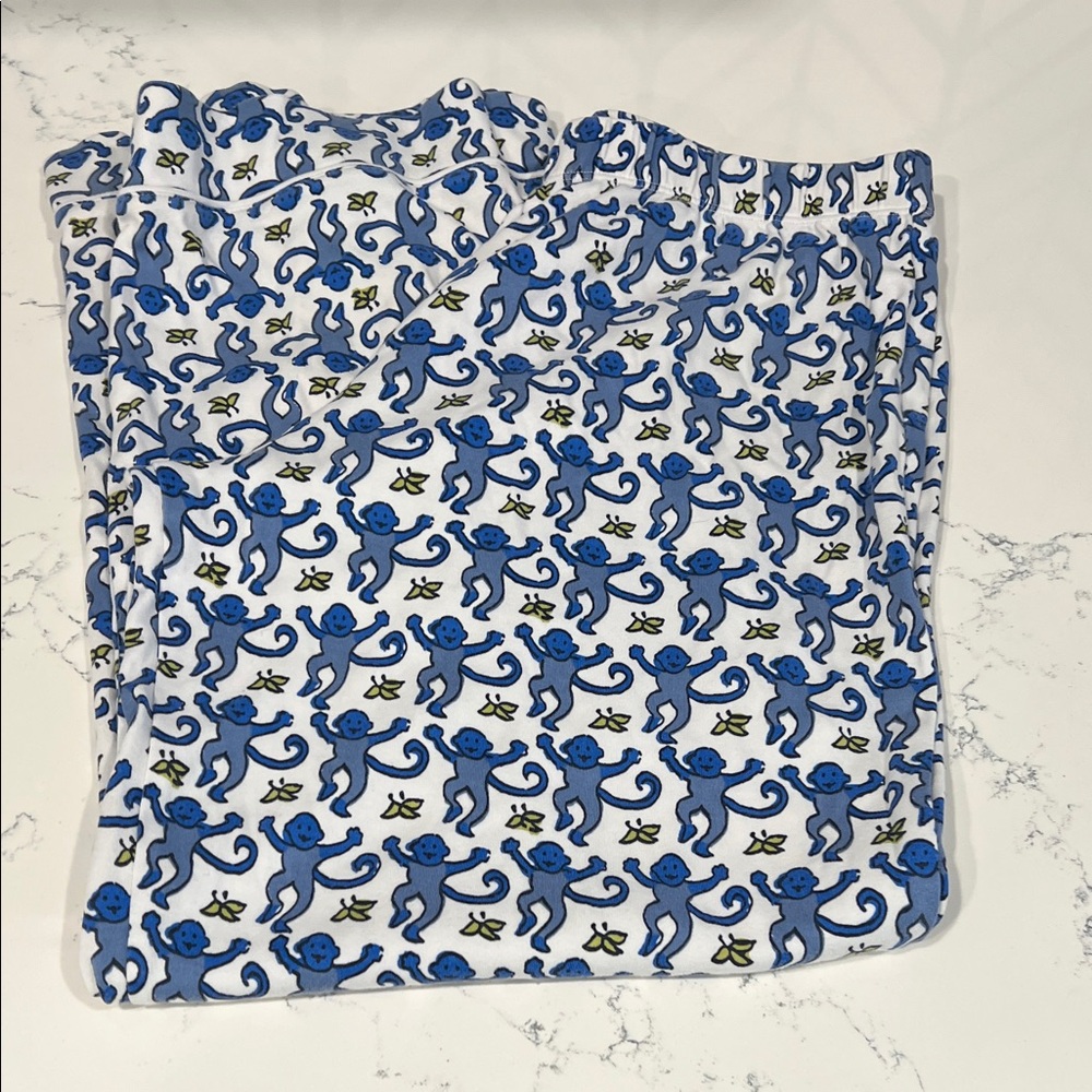 Roller Rabbit White and Blue Monkey Print Pajama Set